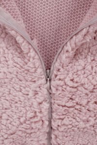 Unisex Pembe Ayı Nakışlı Kapşonlu Peluş Tulum