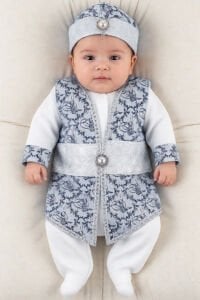 Tuğra Desenli Laci Gümüş Şehzade Erkek Bebek Mevlüt Tulumu