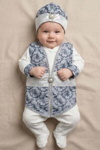 Tuğra Desenli Laci Gümüş Şehzade Erkek Bebek Mevlüt Tulumu