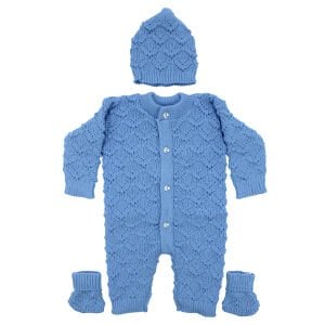 Mavi , Bereli Triko Erkek Bebek Tulumu