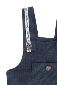 Erkek Bebek Beyaz Laci Waffle Salopetli 2'li Takım