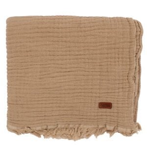 Unisex Kahve Püsküllü 4 Kat Battaniye 80x120