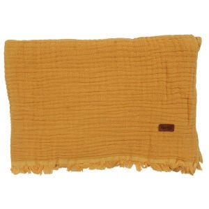 Unisex Sarı Püsküllü 4 Kat Battaniye 80x120