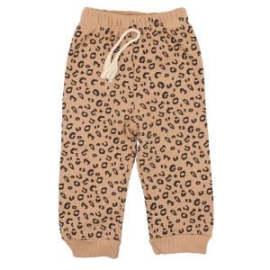 Kız Bebek Sarı Kahve Kedi Nakışlı Leopar Desenli 3 İp 2'li Takım