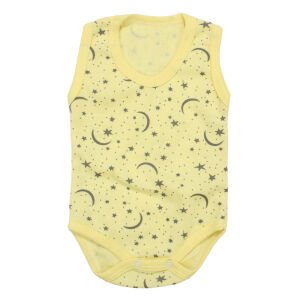 Unisex Sarı Ayyıldız Desenli Askılı Zıbın