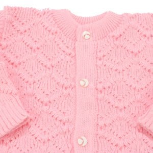 Pembe , Bereli Triko Kız Bebek Tulumu