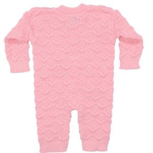 Pembe , Bereli Triko Kız Bebek Tulumu