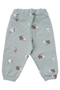 Unisex Yeşil Kuzulu Desenli Çıtçıtlı Pijama Takımı