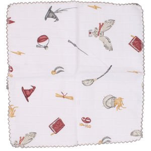 Erkek Bebek Gri Biyeli Kitap Şapka Desenli 28x28 6'Lı Müslin Ağız Mendili
