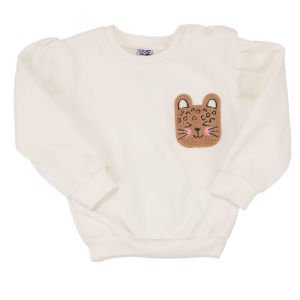 Kız Bebek Beyaz Kahve Kedi Nakışlı Leopar Desenli 3 İp 2'li Takım