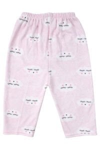 Kız Bebek Pembe Bulut Desenli Biyeli Çıtçıtlı Pijama Takımı 0-3 Ay