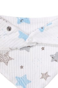 Erkek Bebek Ekru Mavi Yıldız Desenli Fular Önlük