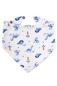 Erkek Bebek Ekru Mavi Dino Desenli Fular Önlük