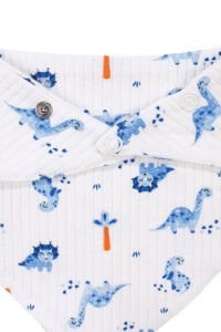 Erkek Bebek Ekru Mavi Dino Desenli Fular Önlük
