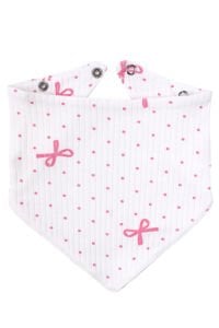 Kız Bebek Ekru Pembe Fiyonk Puanlı Desenli Fular Önlük