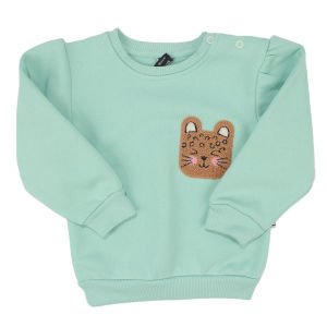 Kız Bebek Su Yeşili Kahve Kedi Nakışlı Leopar Desenli 3 İp 2'li Takım