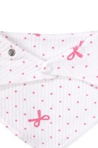 Kız Bebek Ekru Pembe Fiyonk Puanlı Desenli Fular Önlük