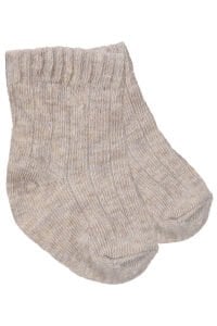 Unisex Bej Kahve 3'lü Çorap 0-6 Ay