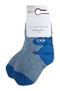 Erkek Bebek Mavi Dino Desenli Çorap 0-12 Ay