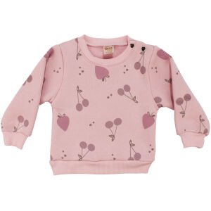 Kız Bebek Pembe Kahve Kirazlı Baskılı Kadife Taytlı 2'li Takım