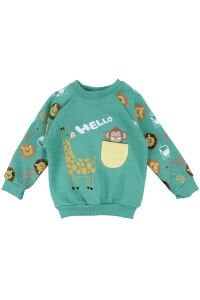 Erkek Bebek Yeşil Cepli Maymun Baskılı 2'li Takım