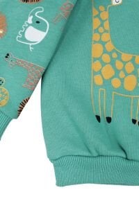 Erkek Bebek Yeşil Cepli Maymun Baskılı 2'li Takım