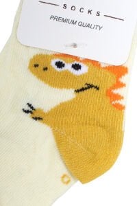 Erkek Bebek Sarı Dino Desenli Çorap 0-12 Ay