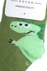 Erkek Bebek Yeşil Dino Desenli Çorap 0-12 Ay