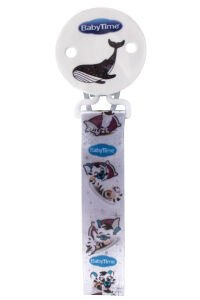 Unisex Beyaz Hayvan Baskılı Kumaş Emzik Askısı