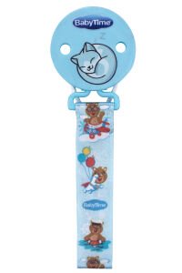 Unisex Mavi Hayvan Baskılı Kumaş Emzik Askısı