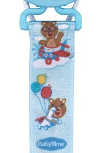 Unisex Mavi Hayvan Baskılı Kumaş Emzik Askısı