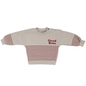 Erkek Bebek Bej Bordo Good Times Çizgili Üç İp 2'li Takım