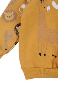 Erkek Bebek Hardal Cepli Maymun Baskılı 2'li Takım