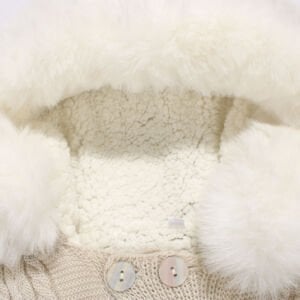 Unisex Bej Tüylü Bereli İçi Peluş Örgü Triko Tulum