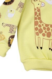 Erkek Bebek Sarı Cepli Maymun Baskılı 2'li Takım