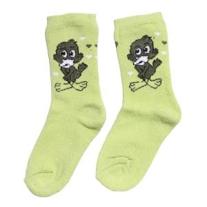 Unisex Çocuk Yeşil Ördek Desenli Polar Çorap