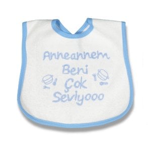 Anneannem Beni Çok Seviyooo Yazılı Mavi Önlük