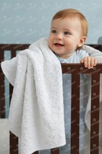 Ekru Yıldız Kabartmalı Kalın Peluş Battaniye 100*120 cm