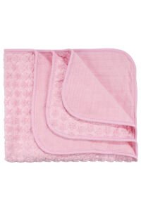 Pembe Yıldız Kabartmalı Kalın Peluş Battaniye 100*120 cm