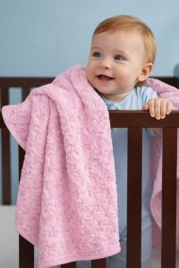 Pembe Yıldız Kabartmalı Kalın Peluş Battaniye 100*120 cm