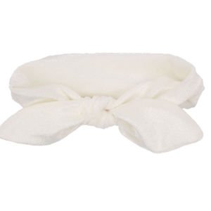 Kız Bebek Ekru Kendinden Bağlamalı Kadife Bandana