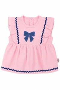 Kız Bebek Pembe Laci Biyeli Fiyonk Nakışlı Müslin Şortlu 2'li Takım