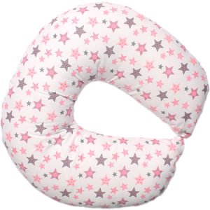 Beyaz Pembe Yıldızlı Desenli Bebek Emzirme Minderi