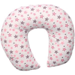 Beyaz Pembe Yıldızlı Desenli Bebek Emzirme Minderi