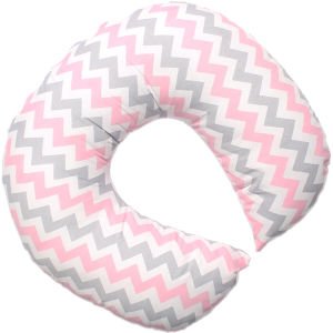 Beyaz Pembe Gri Zigzag Desenli  Bebek Emzirme Minderi