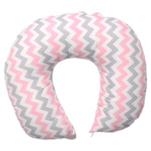 Beyaz Pembe Gri Zigzag Desenli  Bebek Emzirme Minderi