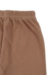 Erkek Bebek Kahve Ekru Fil Nakışlı Yelekli 3'lü Takım