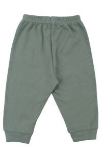 Erkek Bebek Yeşil Ekru Fil Nakışlı Yelekli 3'lü Takım