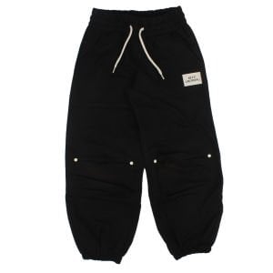 Kız Çocuk Siyah Paçası Beli Lastikli Diz Detaylı Tek Alt