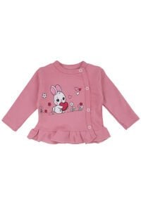 Kız Bebek Pembe Tavşan Baskılı Fırfırlı Patikli Pijama Takımı 0-3 Ay